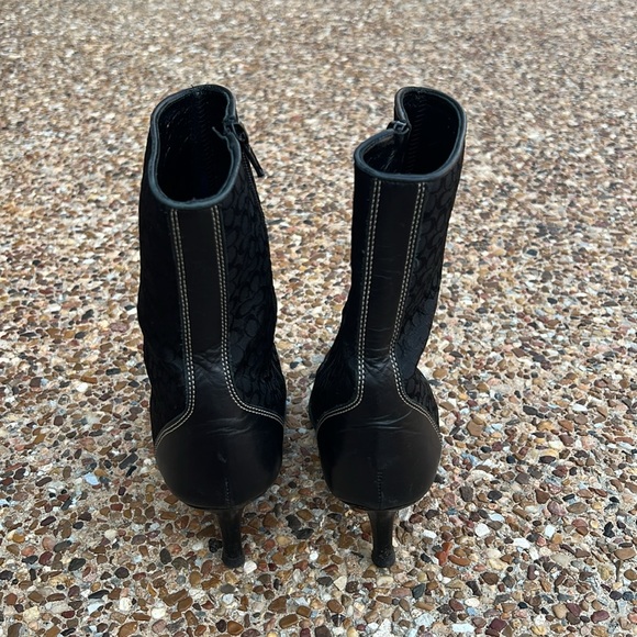 COACH Women Leather and Knit Black Sock Booties 3” Heel Made in Italy Size 7B - Picture 2 of 7